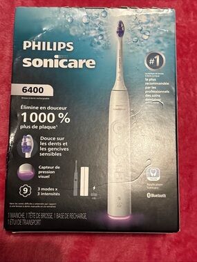 Philips Sonicare 6400 Electric Toothbrush — White with Purple Accents